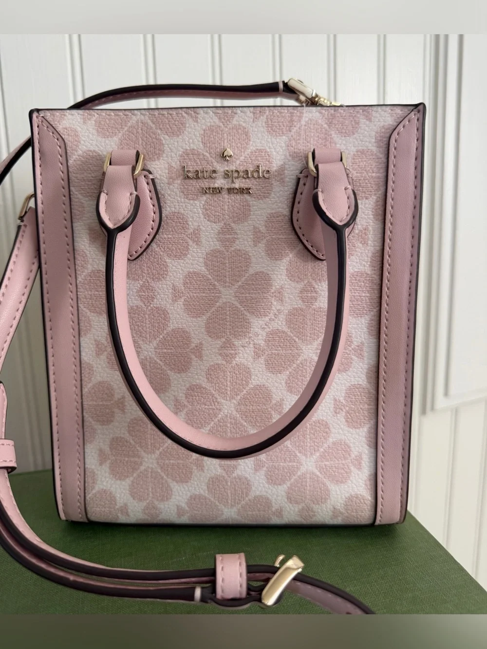 Kate Spade Pink Floral Satchel with Gold-Tone Logo